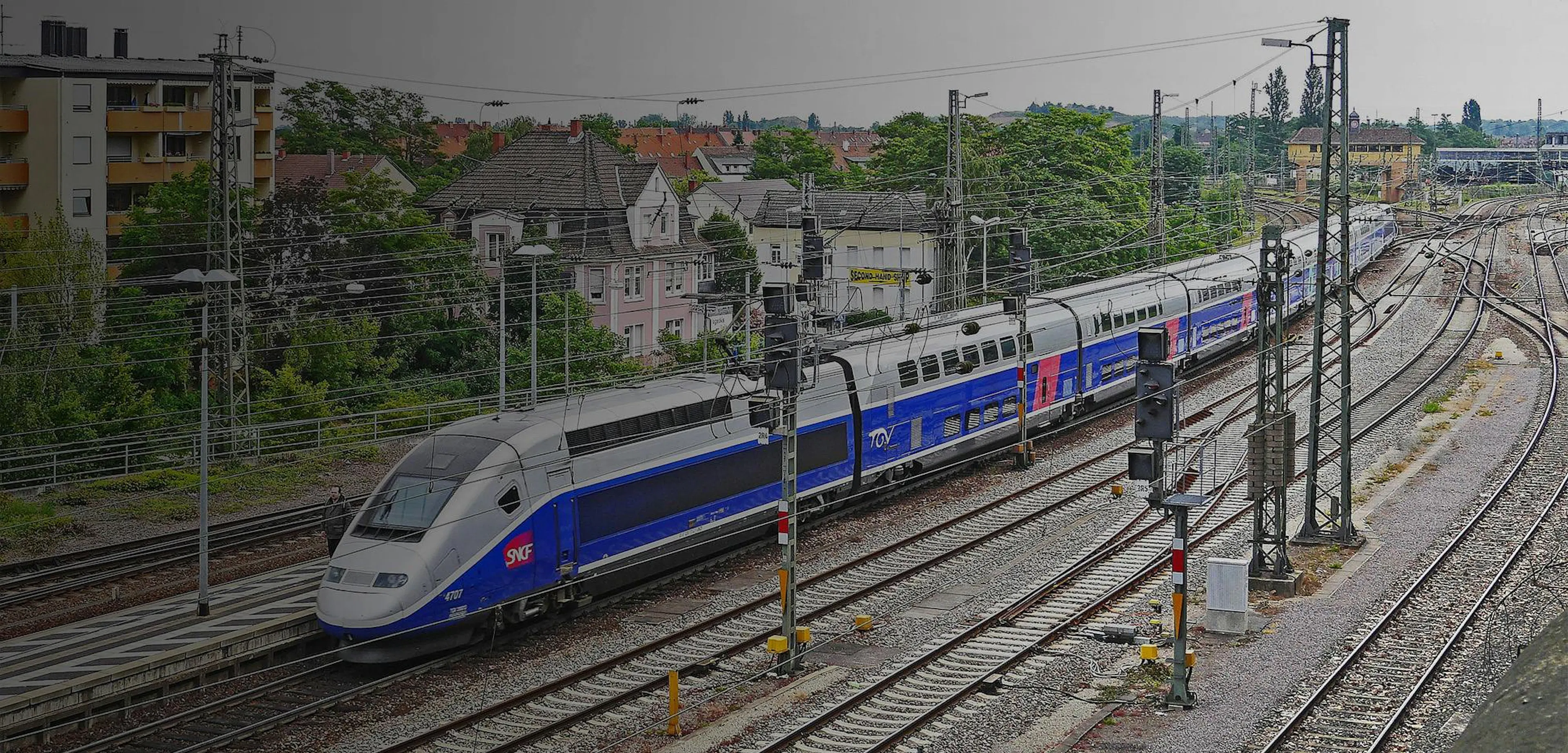 A SNCF train enters the station