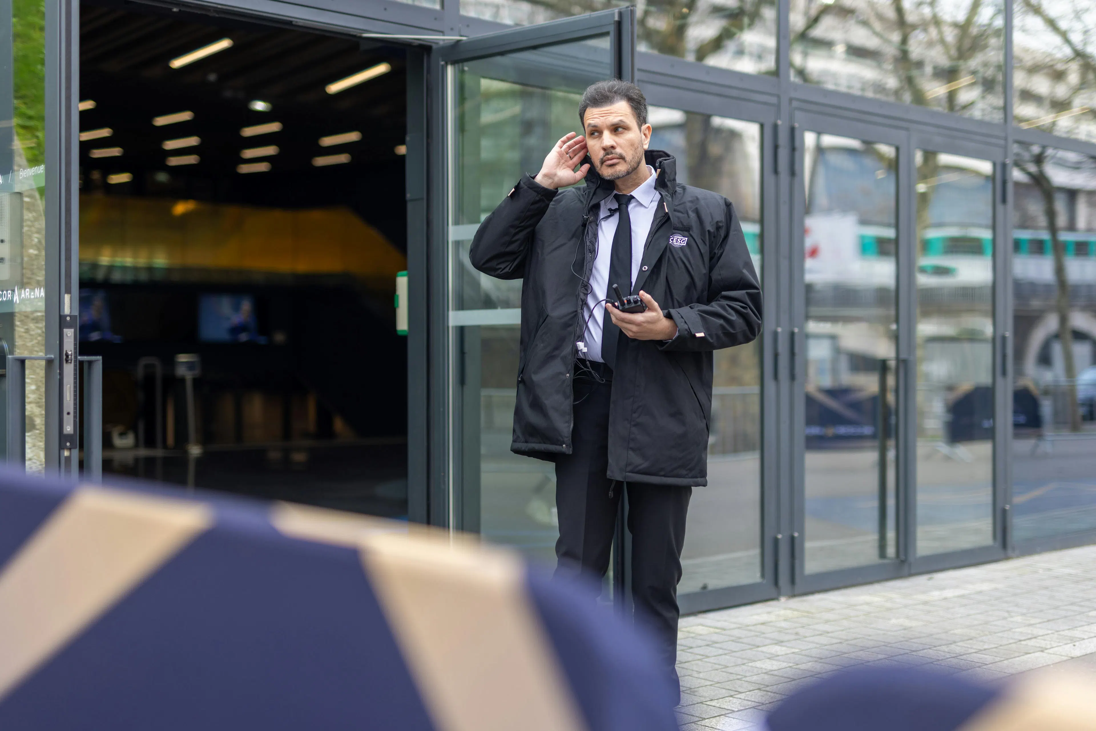 A security guard at an event venue