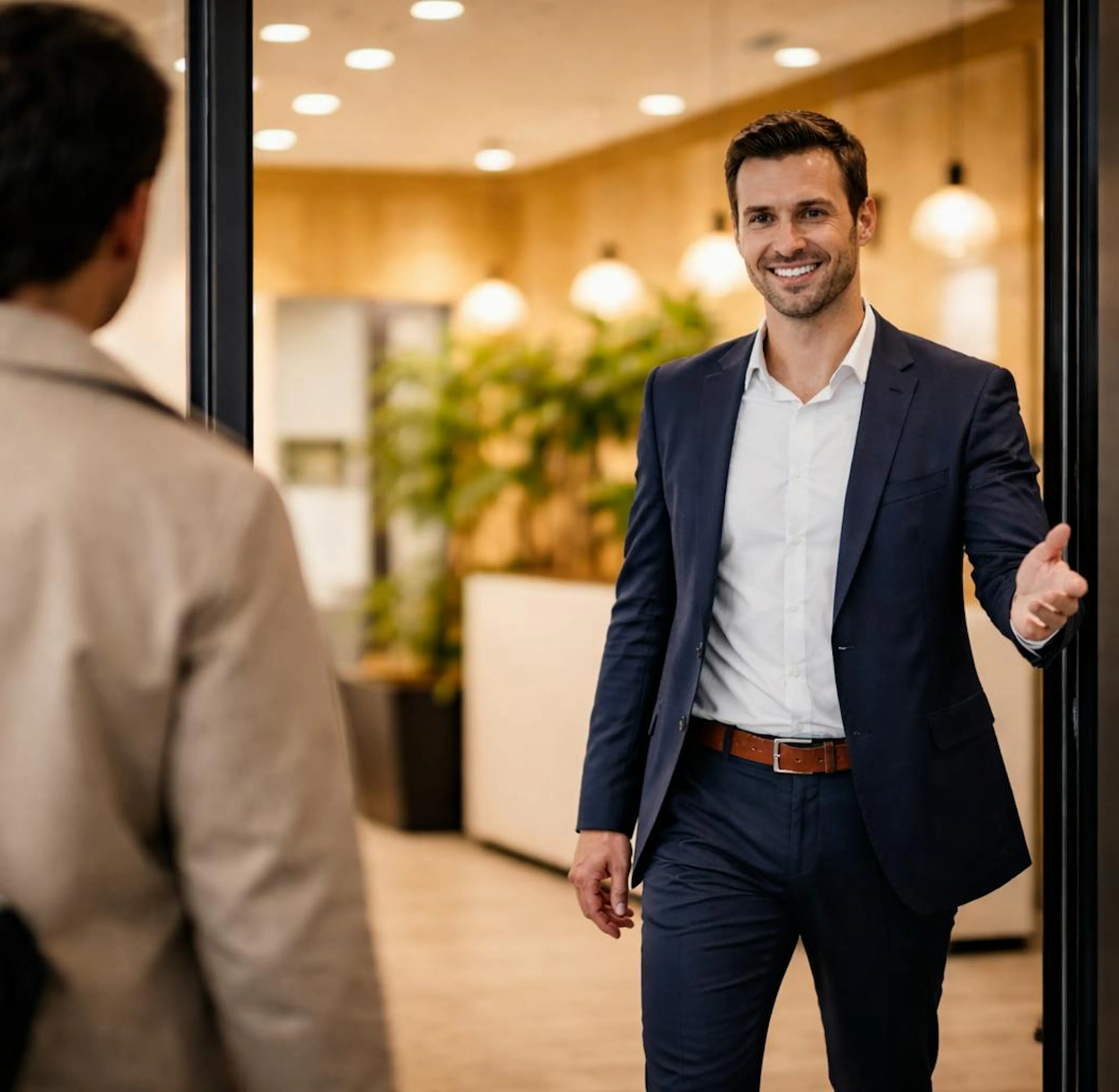 Harmonia worker welcoming a colleague