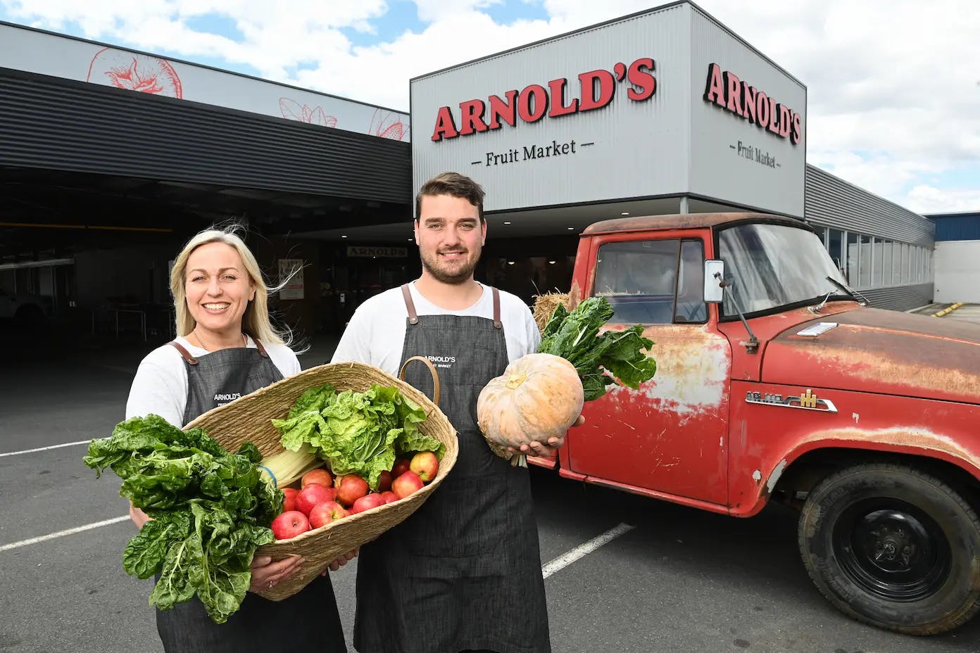 Louise and Ben Arnold outside Arnolds retail store
