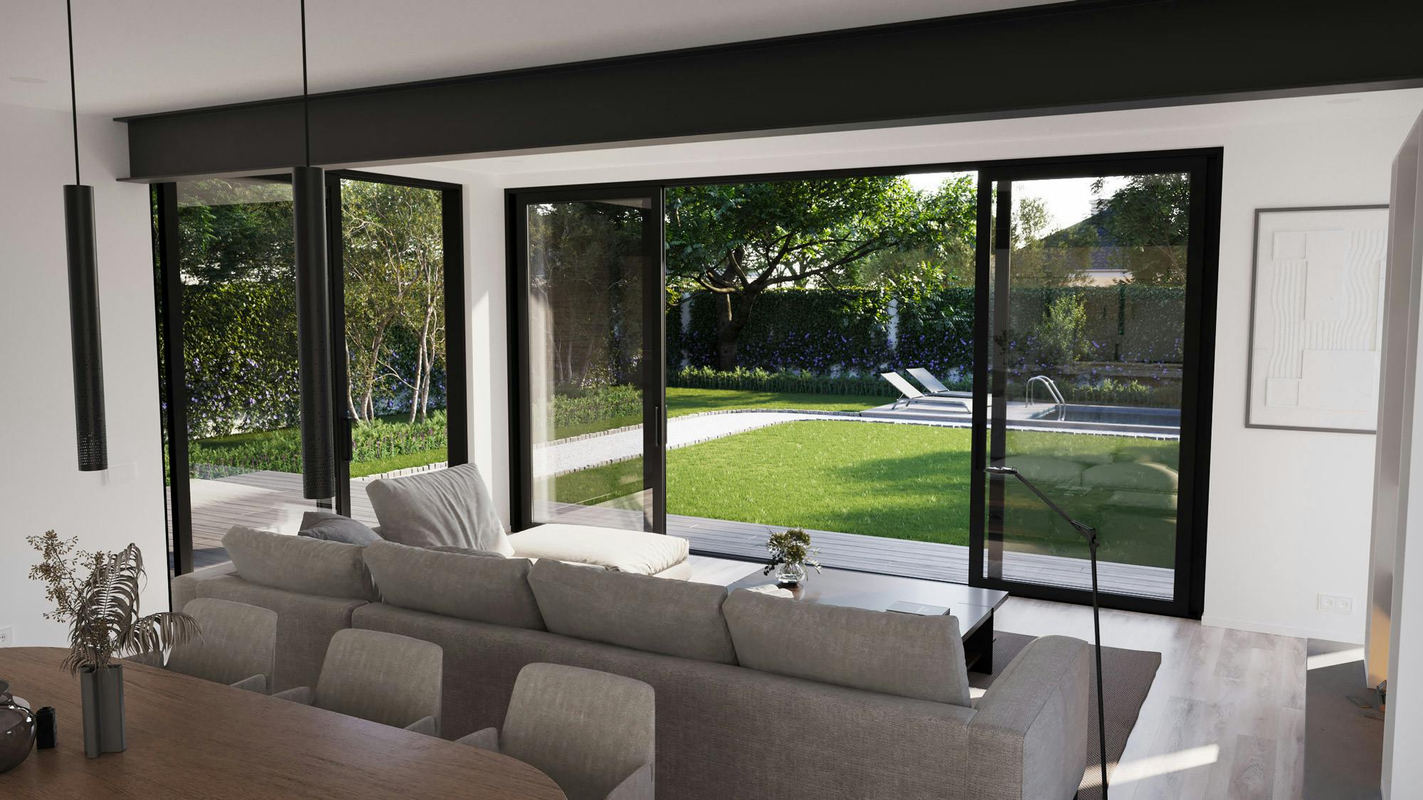 Large nanodoors opened onto the backyard
