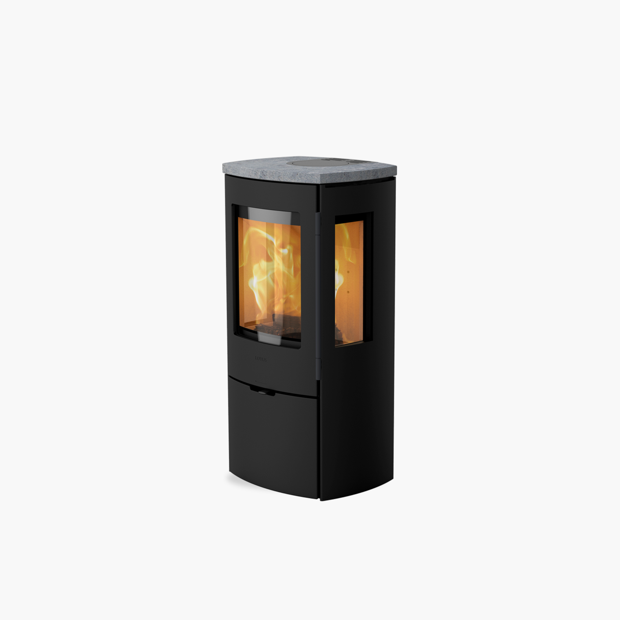 Lotus Mondo 3G – Poêle en Acier noir, chez Art-Tisons à Rossens (Fribourg)