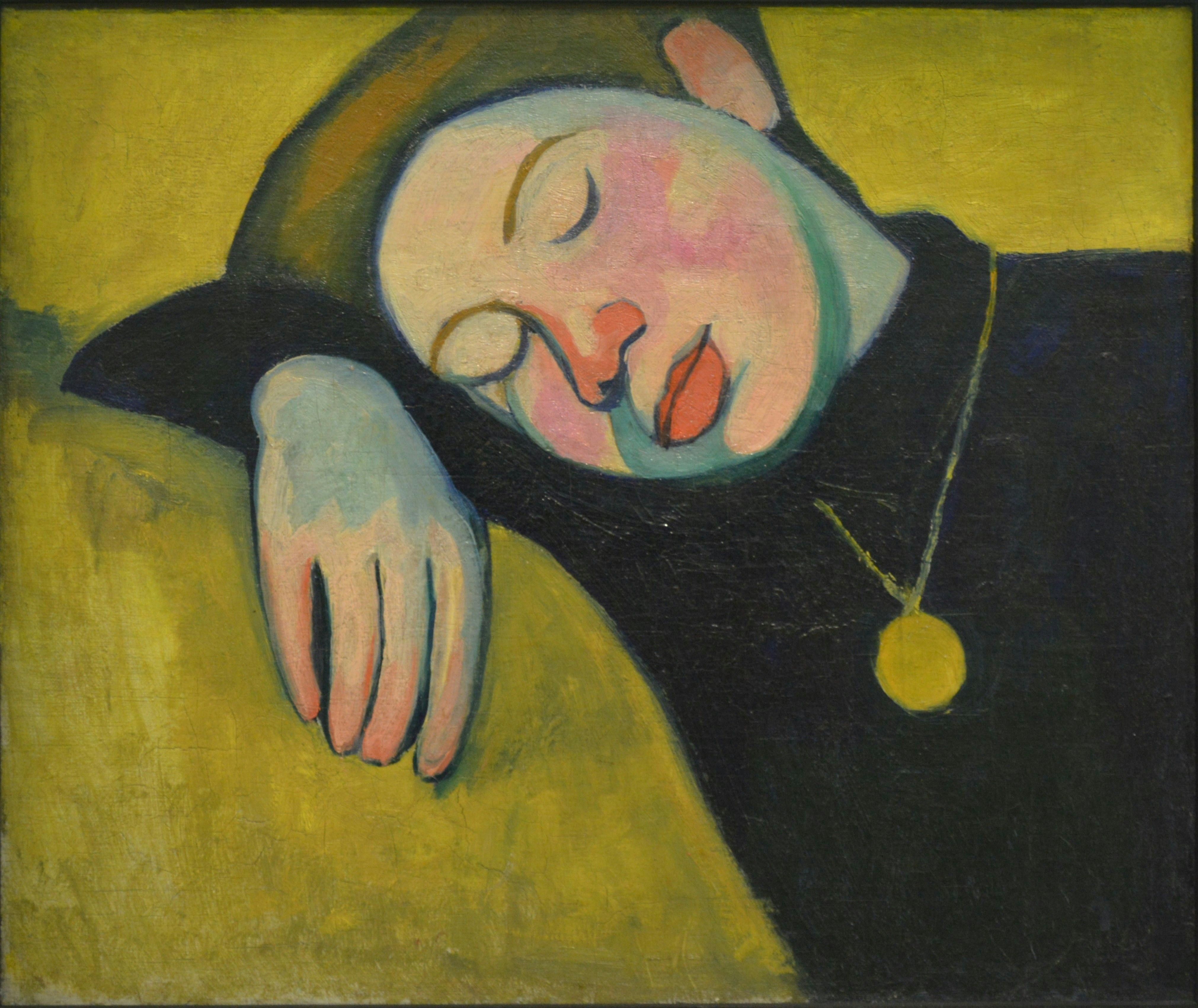 Sonia Delaunay - Jeune fille endormie - Huile sur toile 46/55cm - 1907