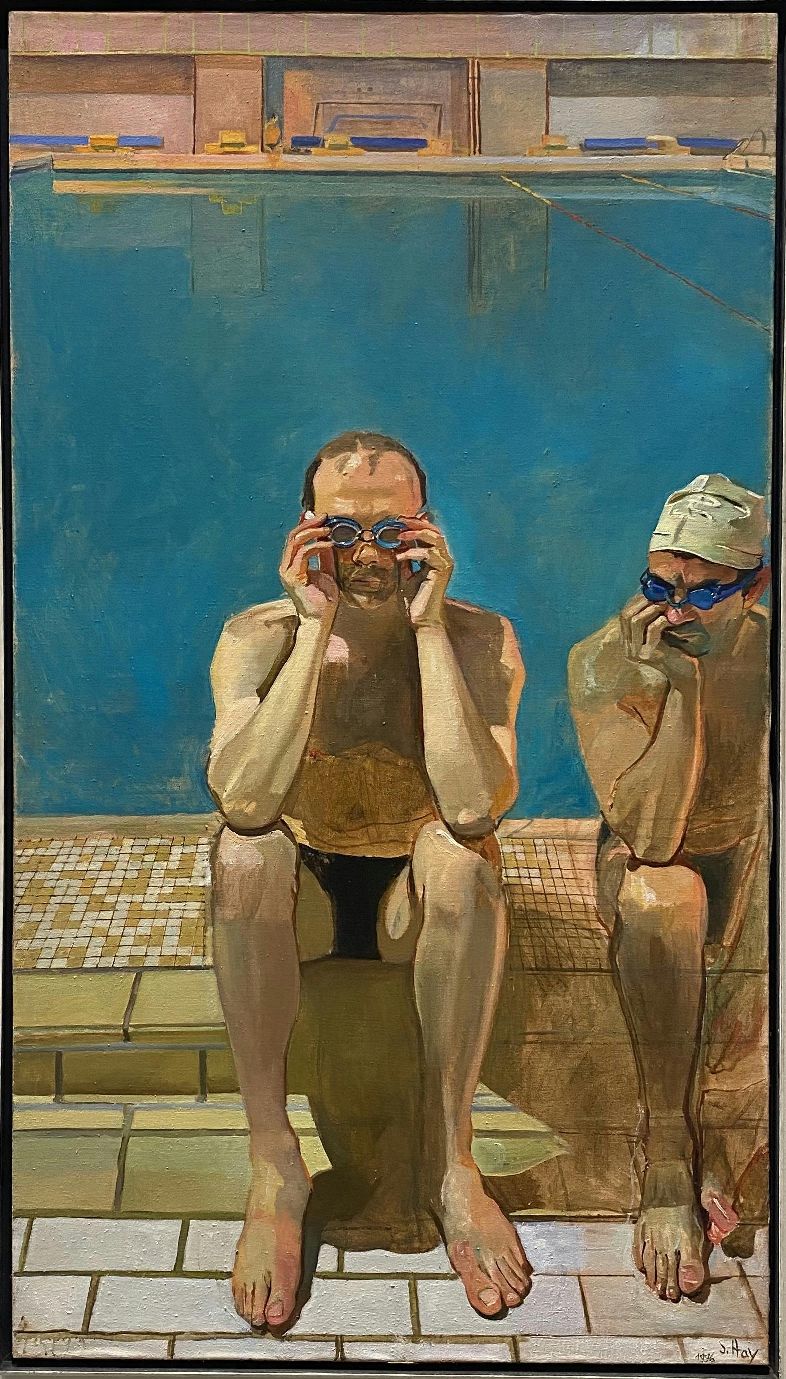 Piscine III, 1996, huile sur toile 160 x 89,5 cm - Collection Particulière