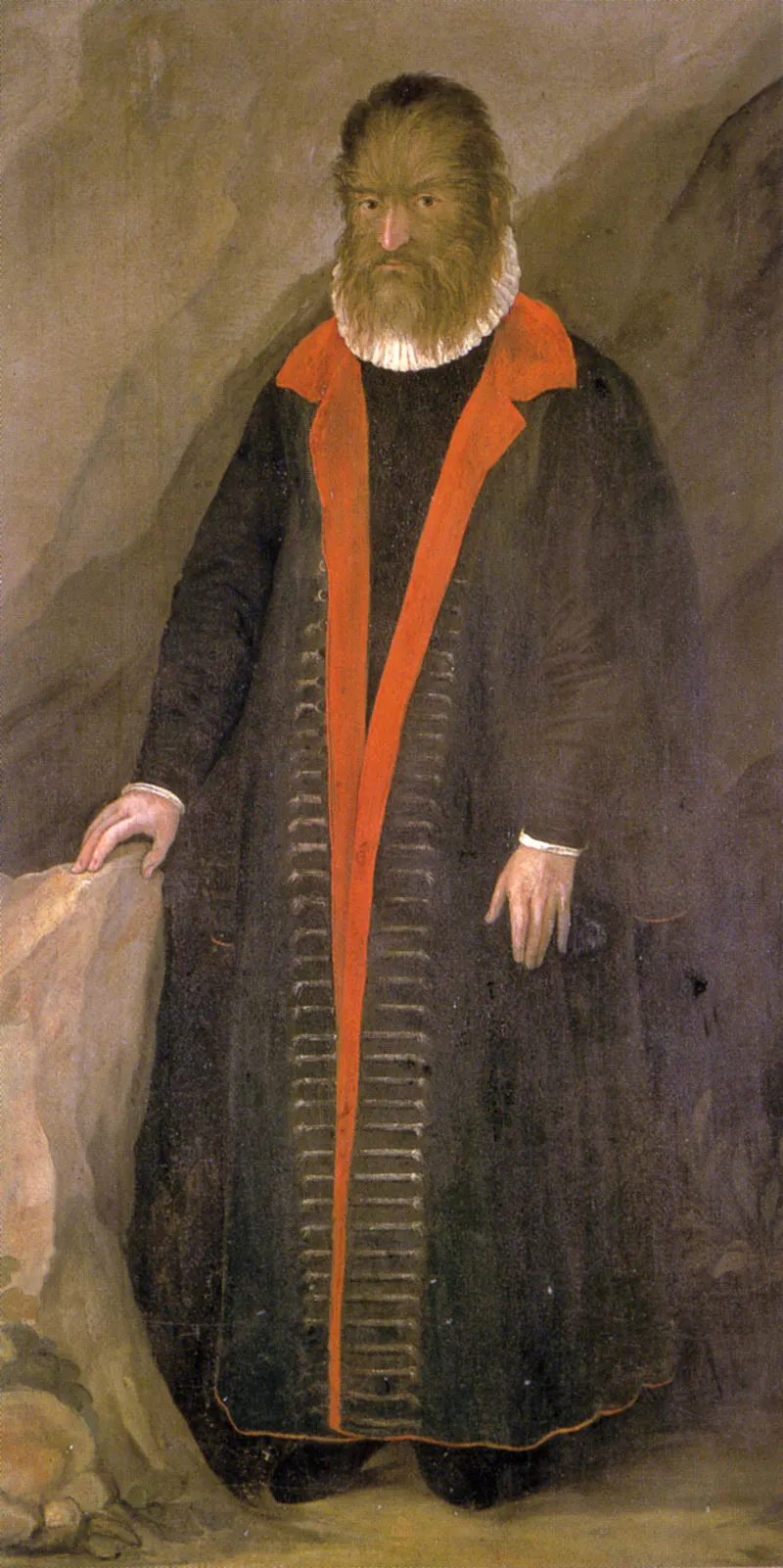 Portrait de Pedro Gonzales, dit Petrus Gonsalvus, vers 1580, collection du château d'Ambras.