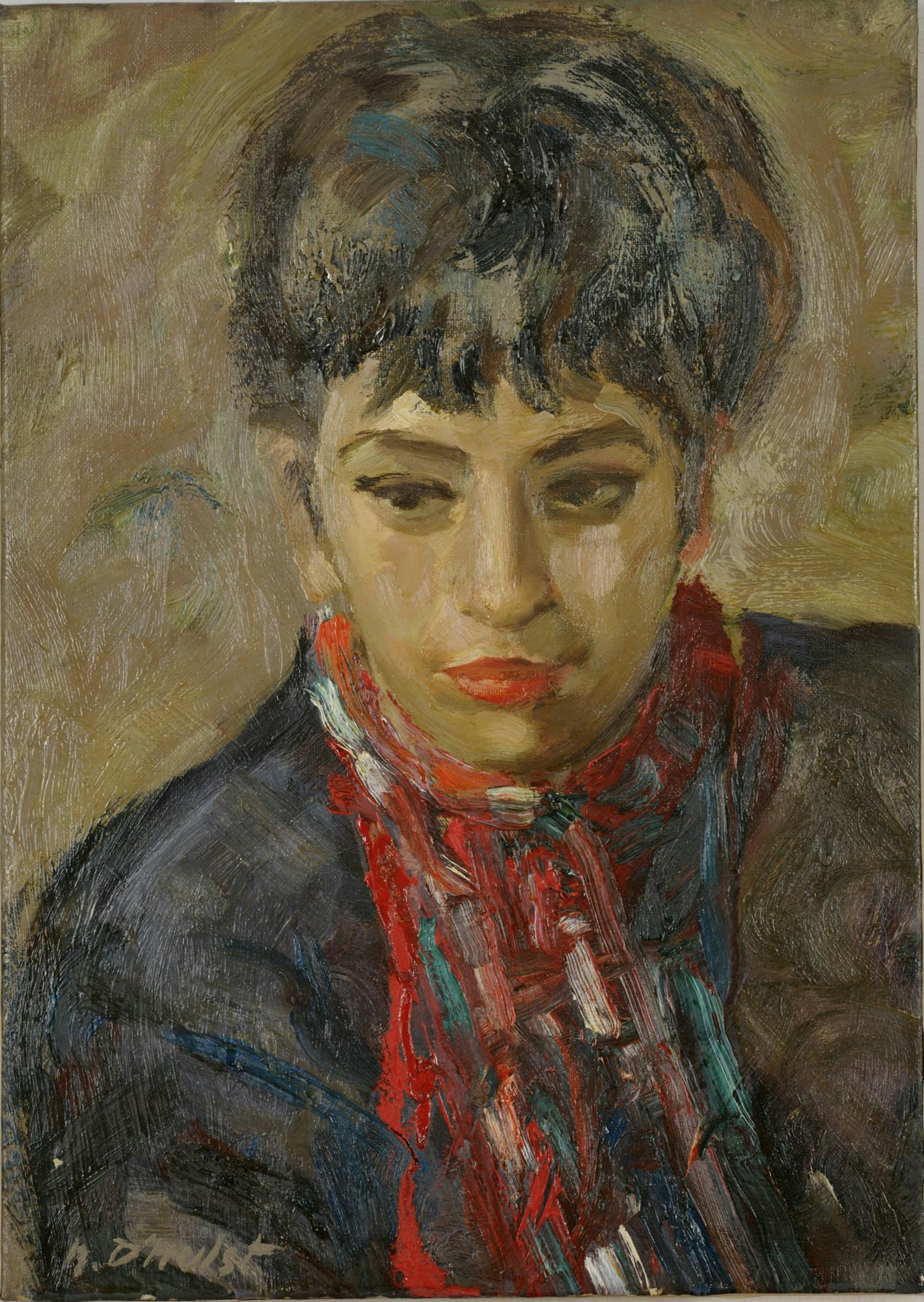 Noël D'Hulst (1916-1981) - Portrait de la galeriste roubaisienne Josée Courier (1919-2012) - Années 1950 - Huile sur toile - Ancien fonds de la ville de Roubaix - Musée La Piscine.