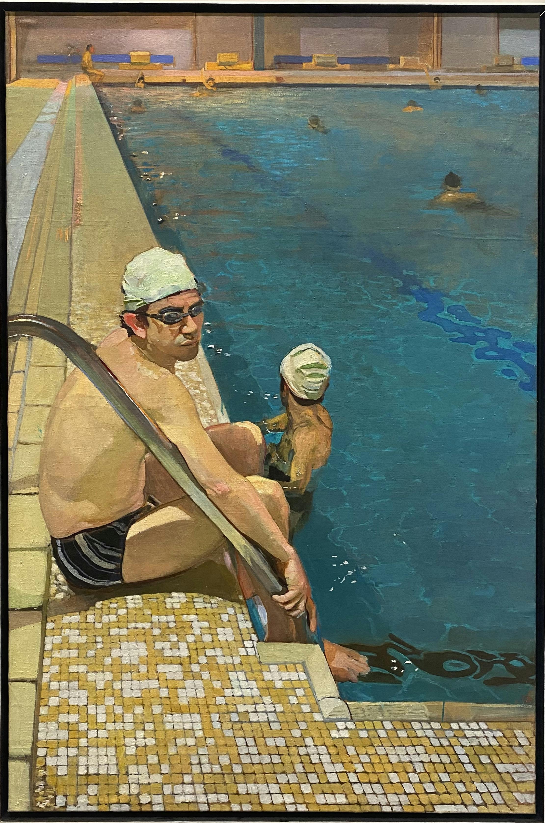 Piscine, 1996, huile sur toile 147,5 x 100 cm - Collection particulière