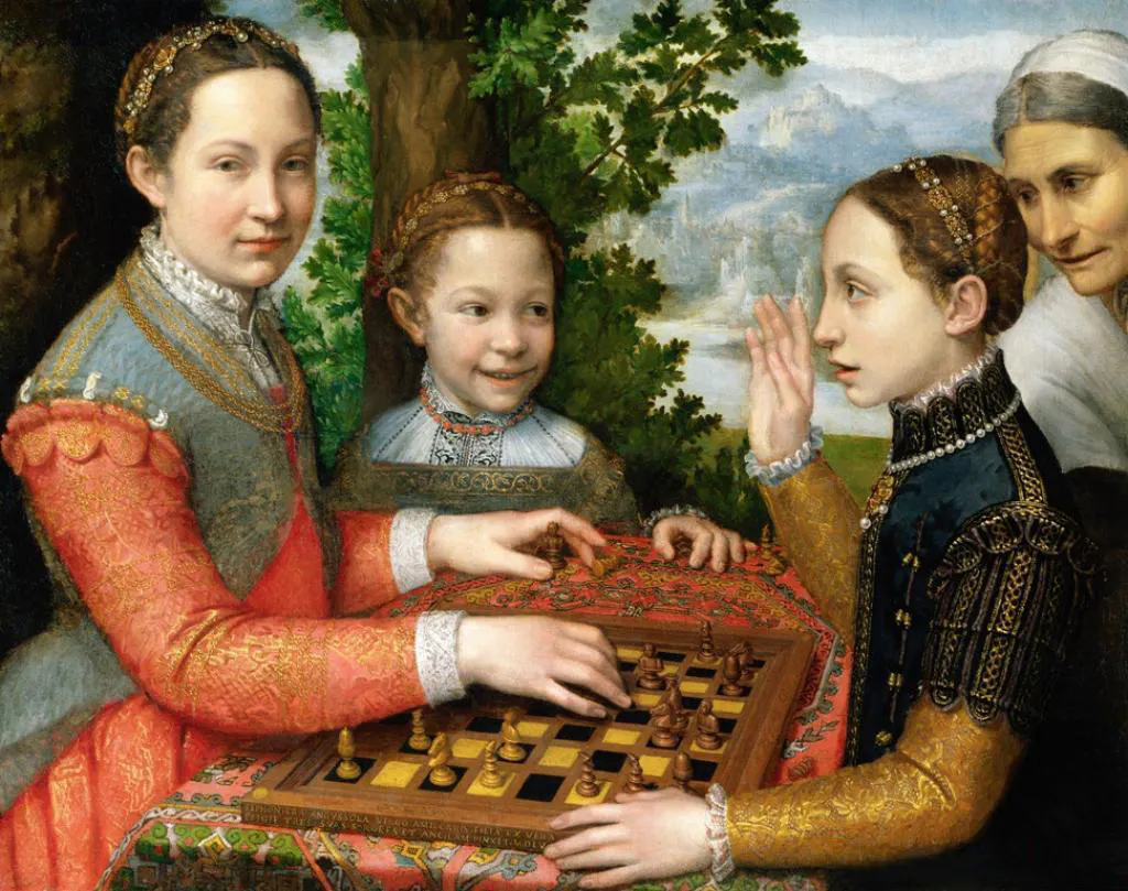 Sofonisba Anguissola - La Partie d'échecs (Portrait des sœurs de l'artiste jouant aux échecs) (1555), musée national de Poznań.