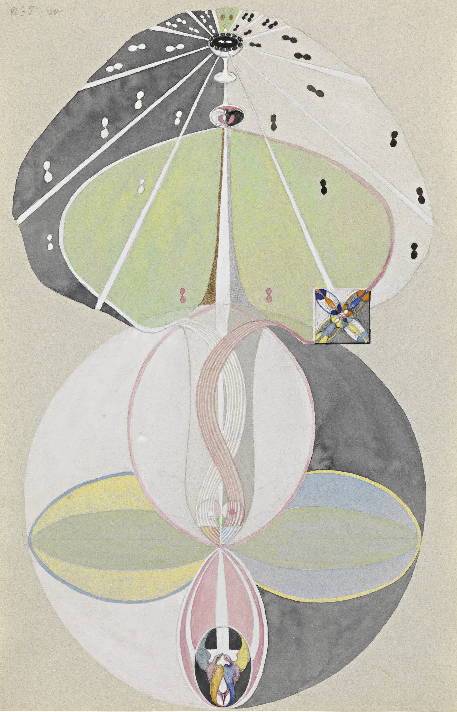 Hilma af Klint, Serie W, Tree of Knowledge No.5 [série « Peintures pour le Temple »], 1915