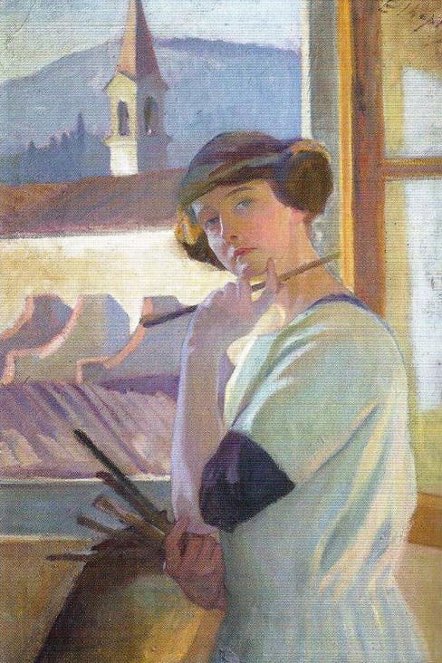 Autoportrait - Élisabeth Chaplin -contro la finera di San Domenico - 1910