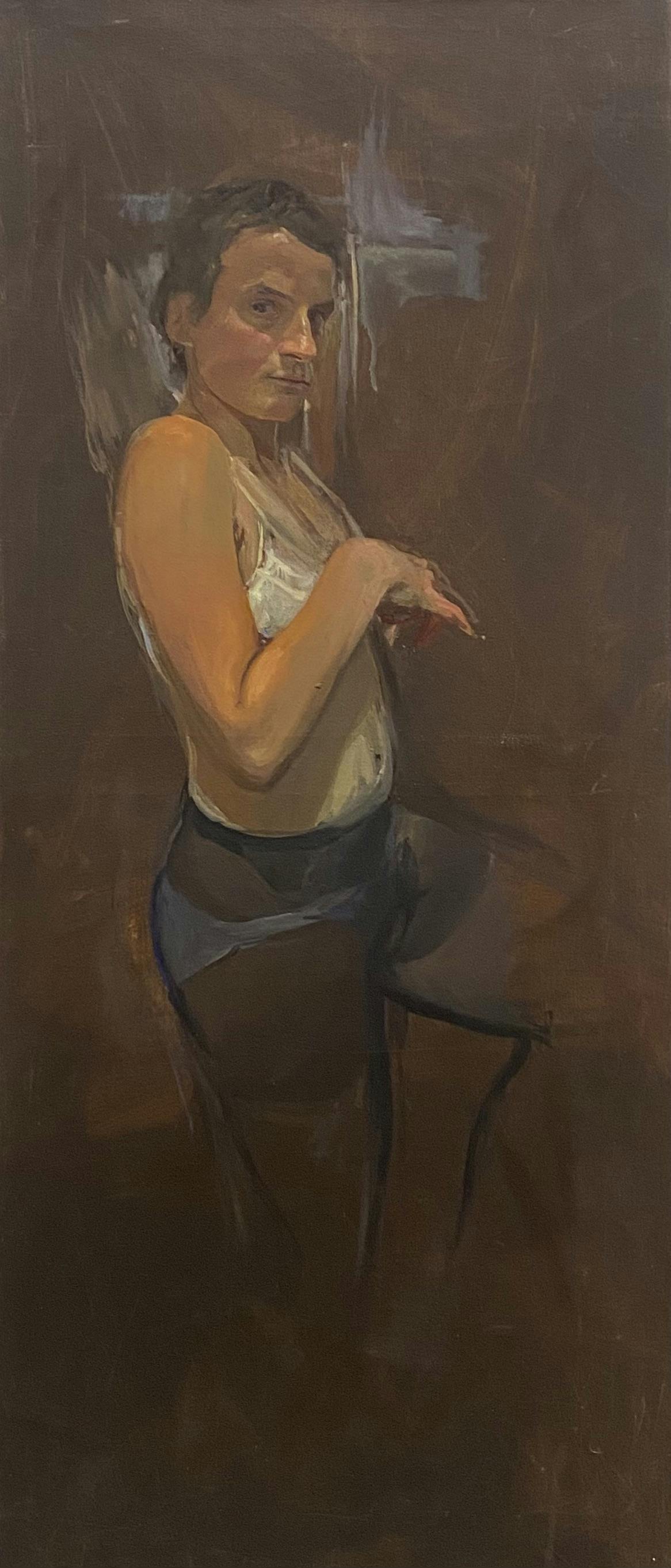 Autoportrait III, 1990, Huile sur toile 115 x 50 cm - Collection particulière