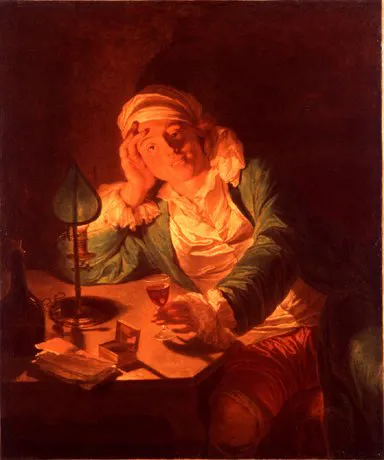 Anna-Dorothéa Terbush — tableau présenté à l'Académie royale de Paris, effet de lumière à la bougie