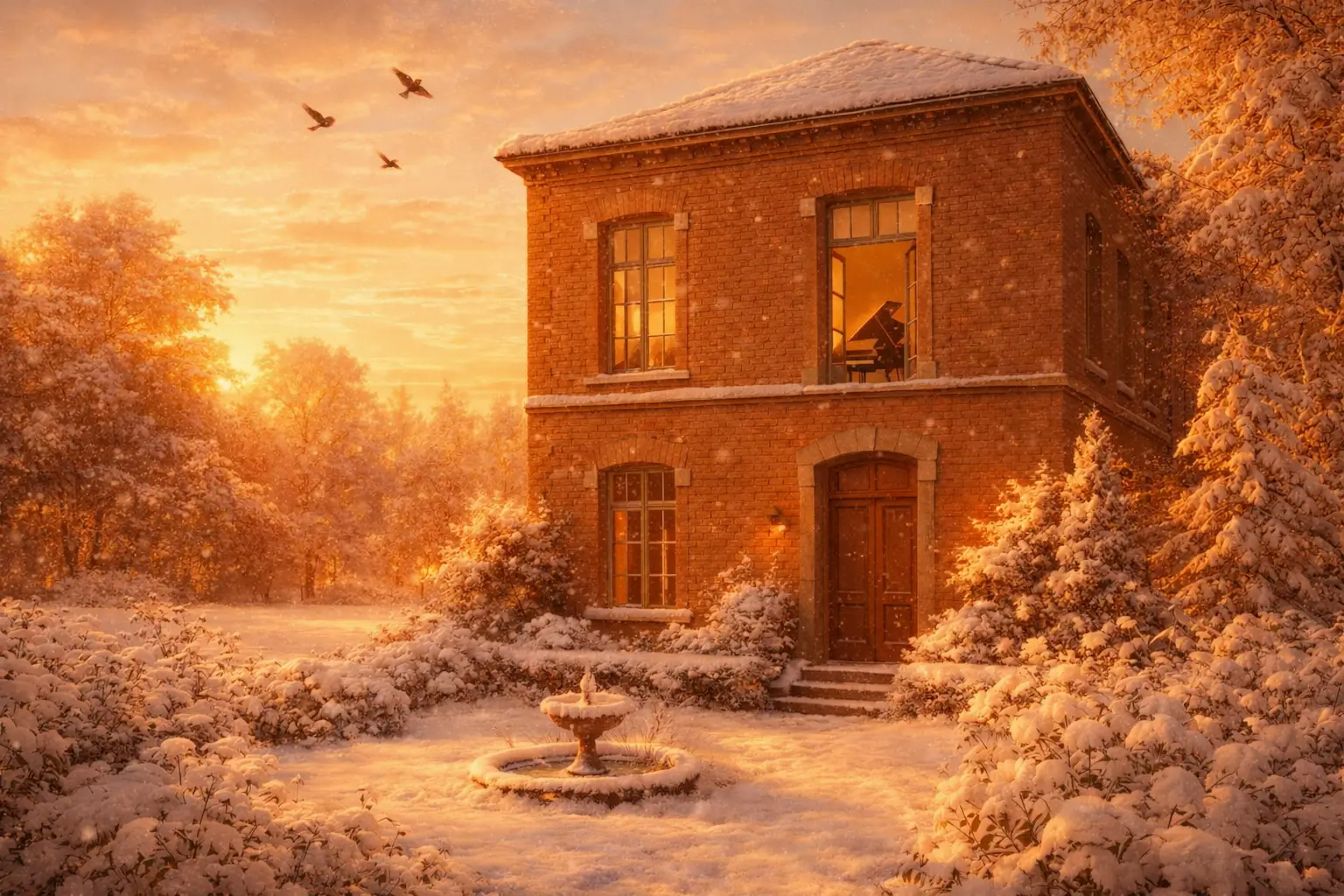 Maison vu de l'extérieur avec neige