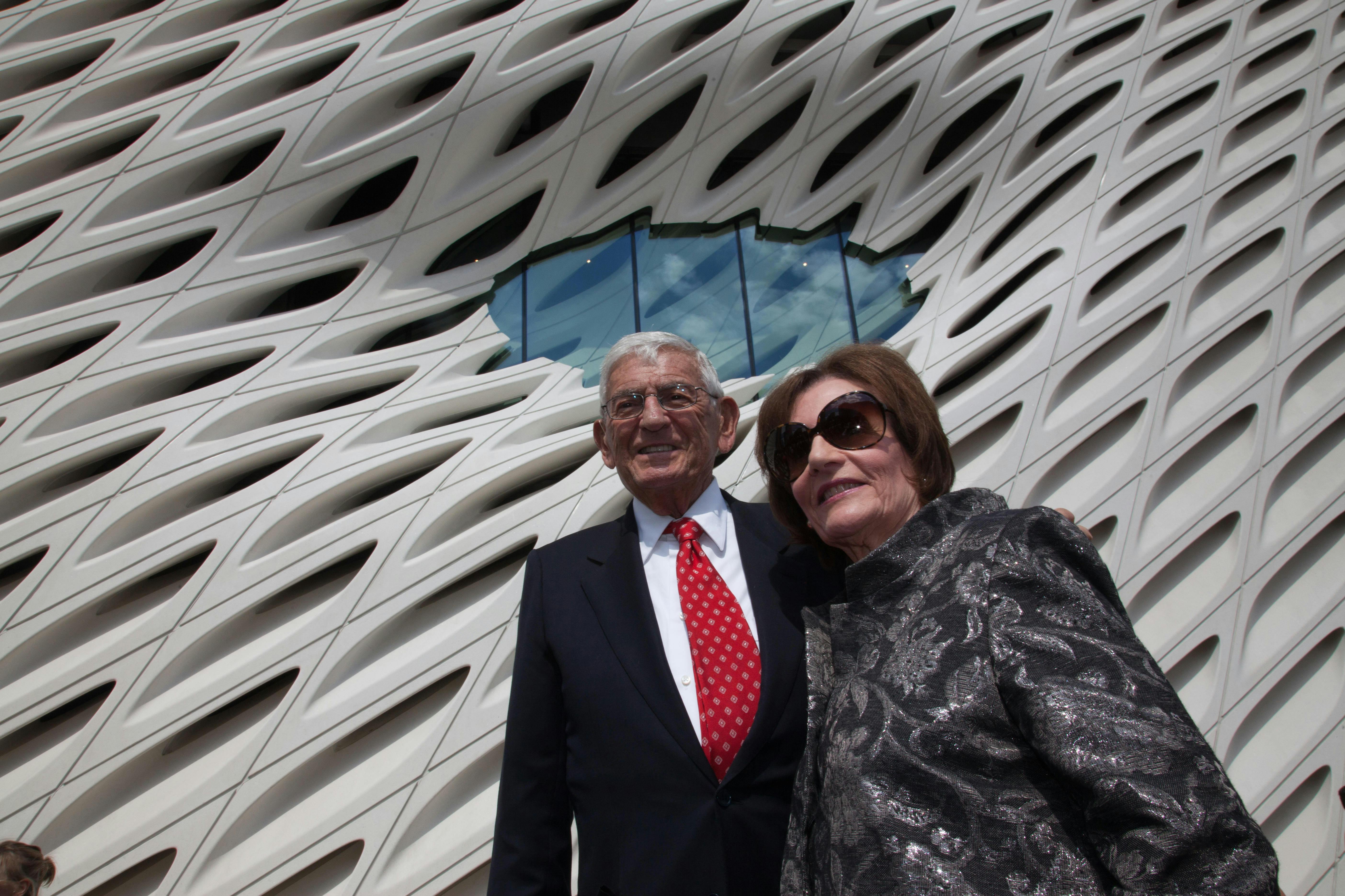 Eli & Edythe Broad in front of the Broad Museum in Los Angeles.