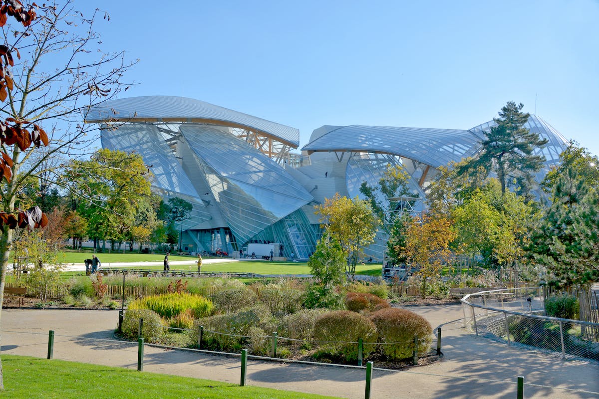 Outside the Fondation Louis Vuitton in Paris, France.