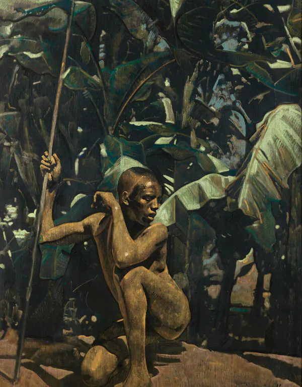 Jacques Majorelle (1886-1962)
À l’affût, circa 1930
Technique mixte à rehauts de poudre métallique sur panneau
100 x 72 cm
Estimation : 80 000 - 120 000 € / 880 000 - 1 320 000 MAD 