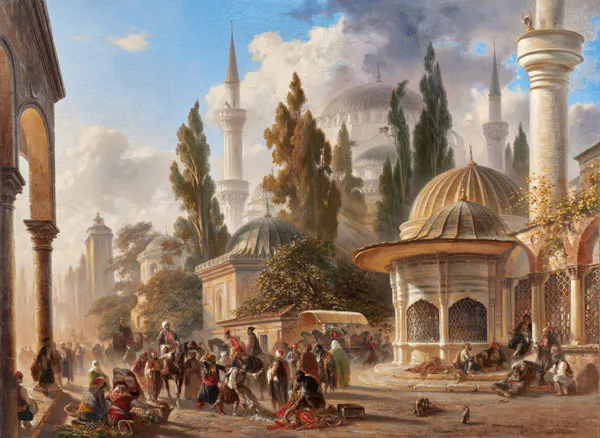 Eugène Flandin (1809-1889)
La Mosquée Châh-Zâdèh à Constantinople, circa 1853
Huile sur toile
89 x 116 cm
Estimation : 90 000 - 120 000 € / 990 000 - 1 320 000 MAD 
