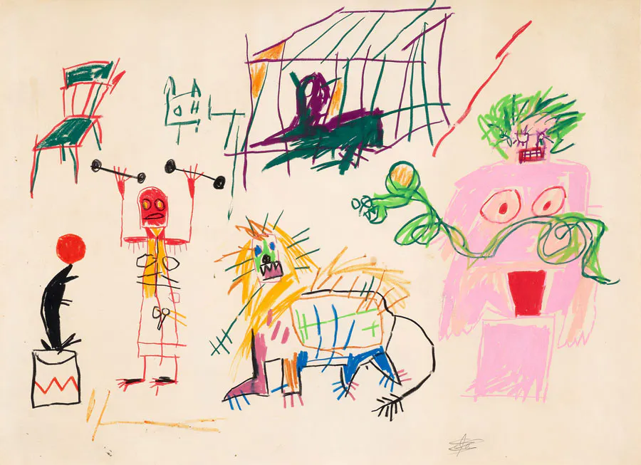 Jean-Michel Basquiat (1960-1988)
Untitled, 1981
Crayons gras de couleur sur papier
55,9 x 75,9 cm
Vendu : 1 059 200 € 