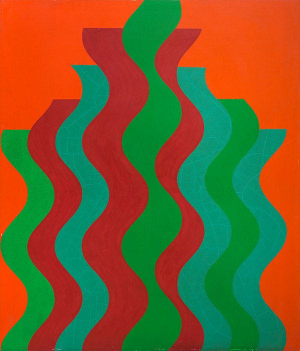 Mohamed Melehi (1936-2020) Flamme - circa 1969-1970 Estimation : 72 000 - 110 000 € / 800 000 – 1 200 000 MAD