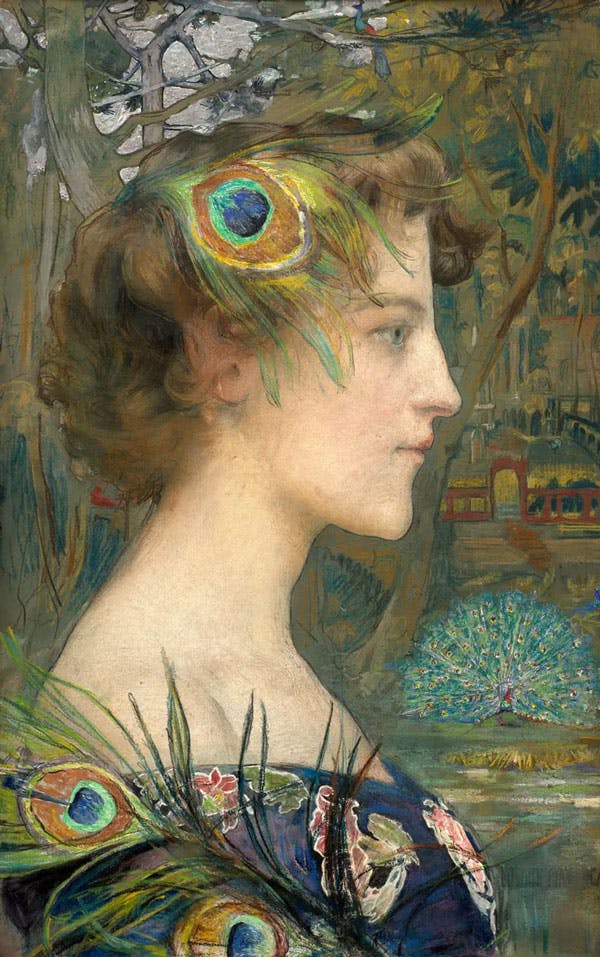 Edgar maxence (1871-1954) Profil au paon