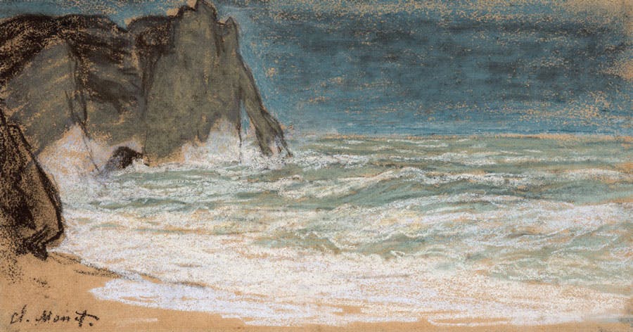 Claude Monet (1840-1926) La mer déchaînée à Etretat, circa 1868 Pastel 21 × 39 cm Estimation : 250 000 - 300 000 €