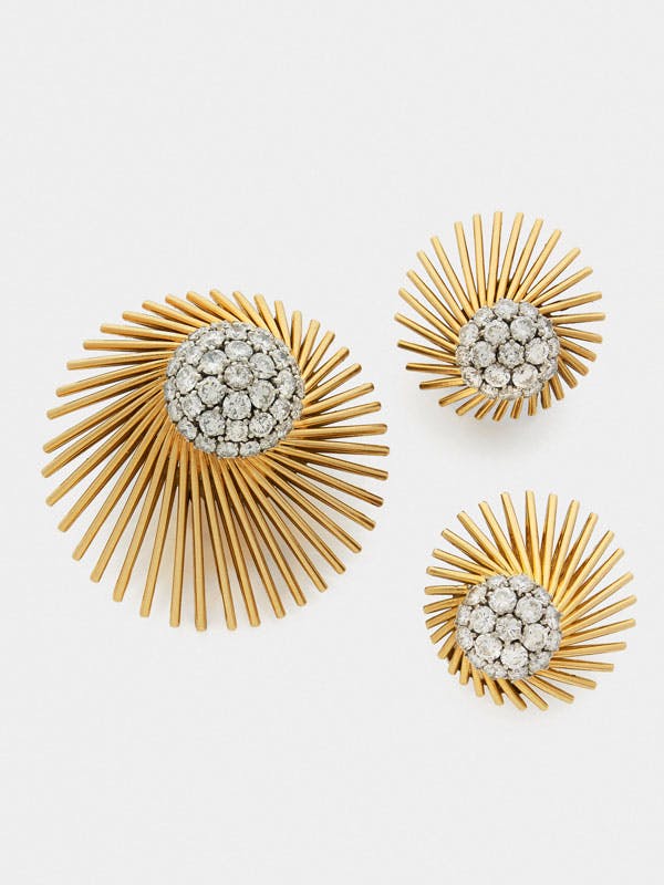 Georges Lenfant pour Van Cleef & Arpels
Demi-parure, or, platine et diamants, circa 1960
Estimaiton : 12 000 - 15 000 €