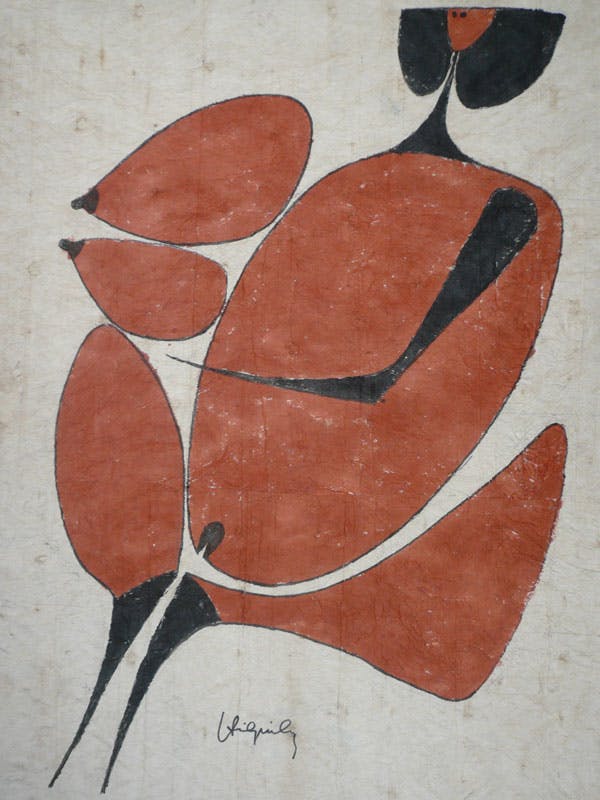 Philippe Hiquily - Retour Vers Tahiti, peinture sur tapa - © Artcurial