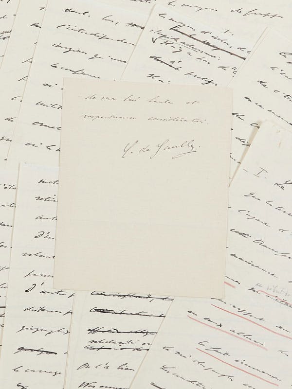 Charles de Gaulle (1890-1970) Autograph Letter Signed, December 17th,1934, to Minister Paul Reynaud. Accompanied by a 20-page autograph manuscript by de Gaulle, annotated by Paul Reynaud. Estimate: €8,000 – 12,000