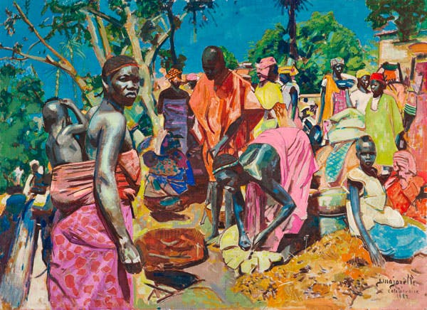 Jacques Majorelle (1886-1962)
Marché sur la place du village, Côte d’Ivoire – 1952 
Estimation : 100 000 – 150 000 €