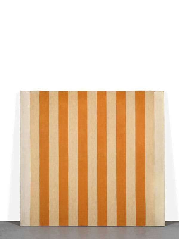 Daniel Buren (Né en 1938)
Peinture acrylique blanche sur tissu rayé blanc et orange, 1967
Estimation sur demande
