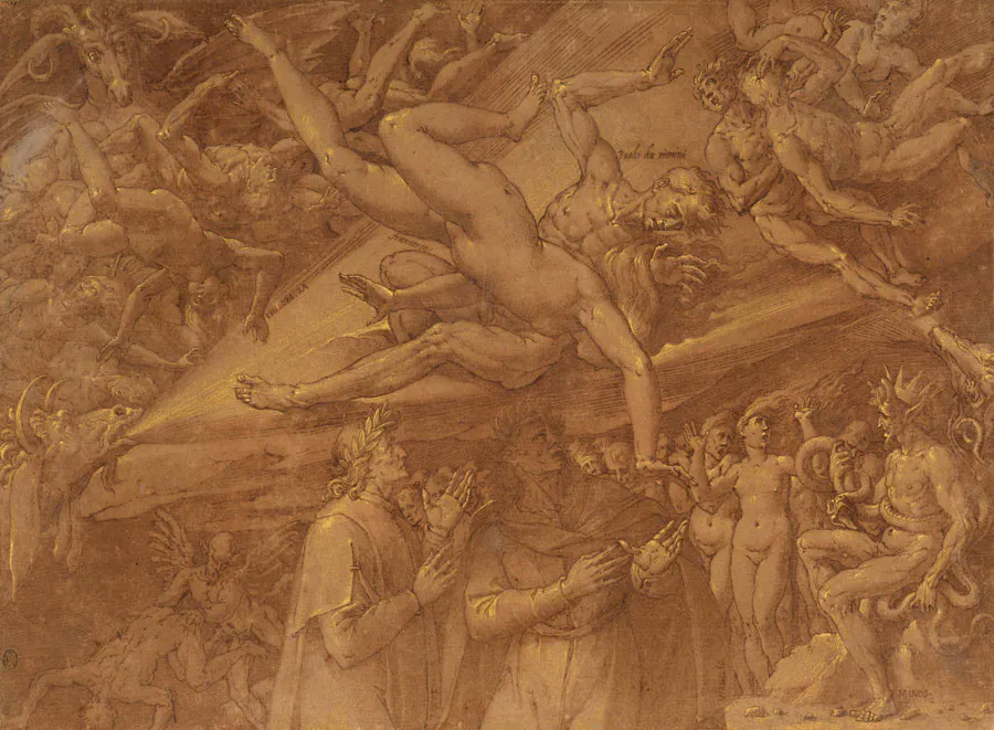 Jacopo LIGOZZI (1547-1627)
Dante et Virgile au tribunal de Minos, le deuxième cercle de l’Enfer réservé aux péchés de luxure ; cinquième chant de l’Enfer de Dante
Plume et encre brune, lavis brun et rehauts d'or
Vendu 820 880 €
RECORD DU MONDE POUR UNE ŒUVRE DE L’ARTISTE