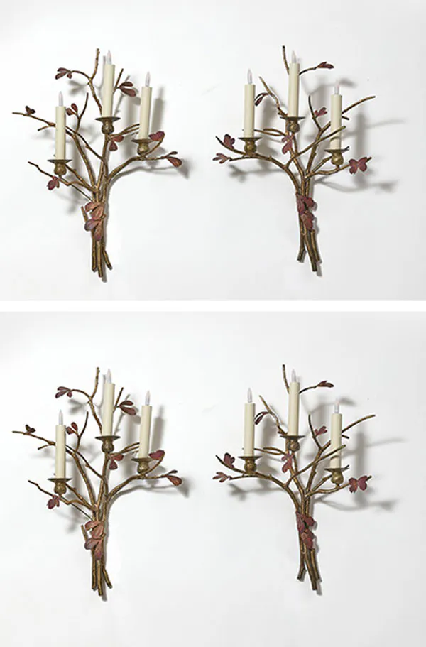 Claude Lalanne (1925-2019) 
Paire d’appliques Structure végétale à trois lumières 
Pièce unique, 1996
Bronze doré et cuivre galvanisé
Estimation : 200 000 – 300 000 € (la paire) 