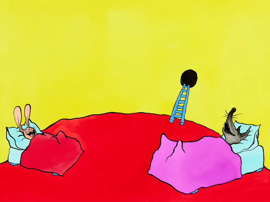 Grégoire Solotareff (Né en 1953)
Loulou plus fort que le loup, 2009
Encre de Chine et encres de couleurs sur papier
41,1 x 28,4 cm
Estimation : 3 000 - 5 000 €
