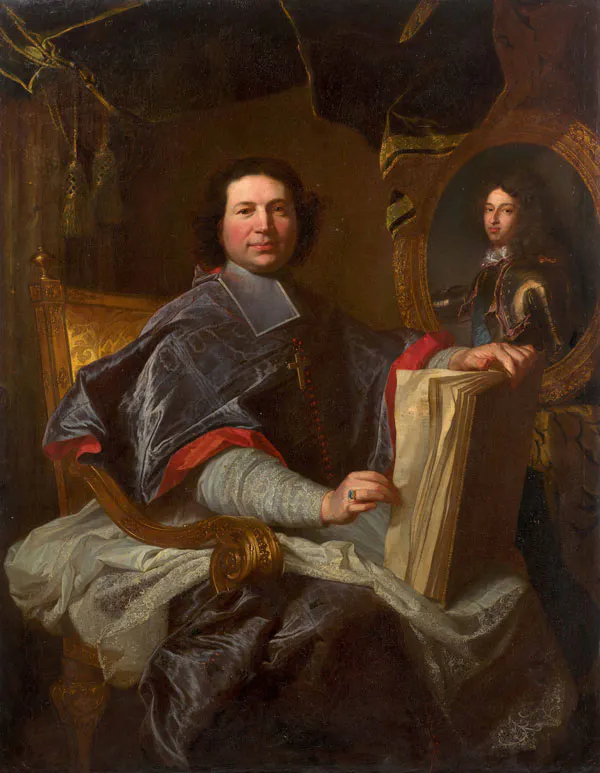 Hyacinthe Rigaud (1659-1743)
Portrait de Jean de Catelan (1659-1725), évêque de Valence, se tenant devant un portrait du duc de Bourgogne
Huile sur toile (Toile d'origine)
145 x 112 cm
Estimation : 80 000 - 120 000 €