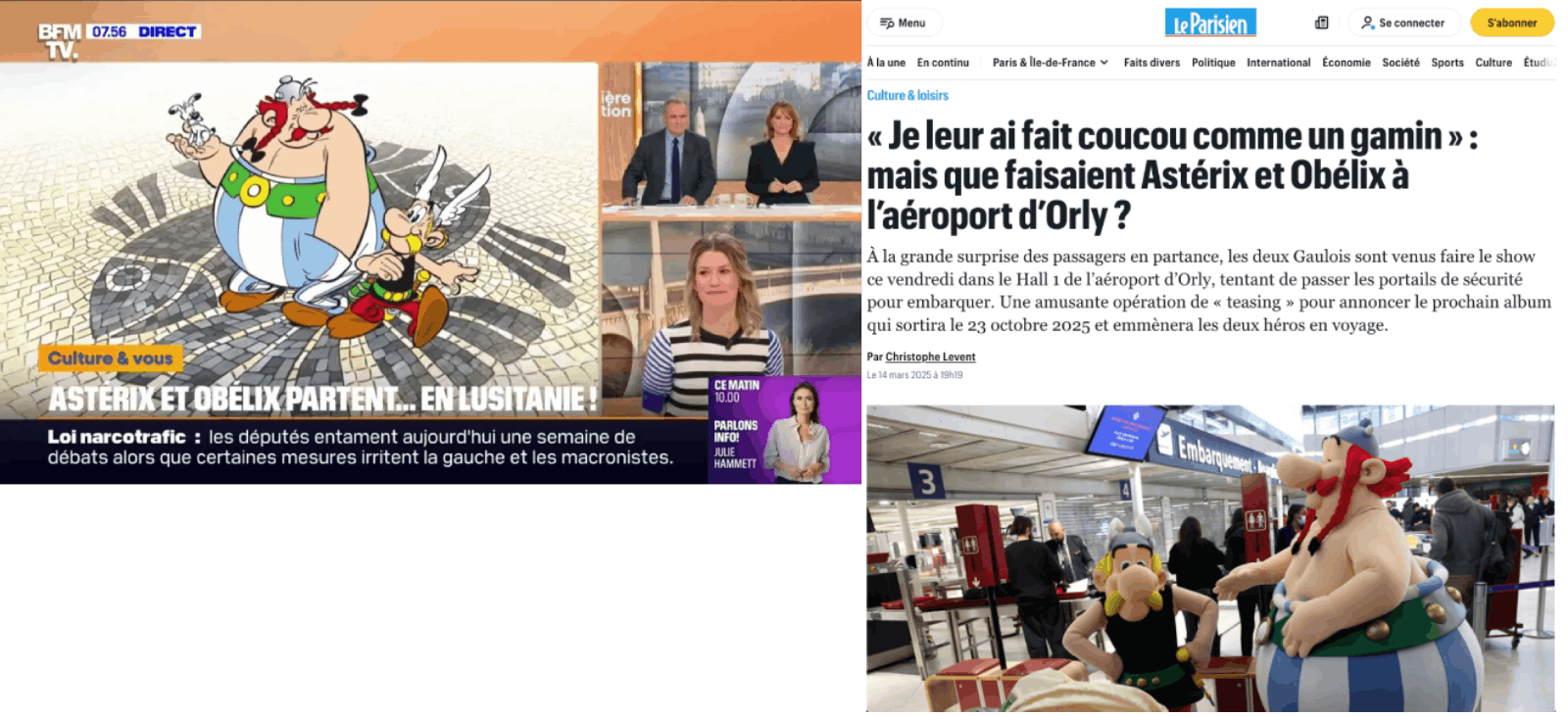 Astérix Obélix Paris Orly Lusitanie Le Parisien BFM