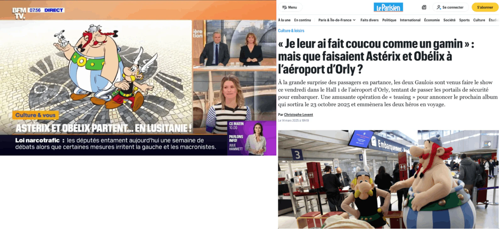 Astérix Obélix Paris Orly Lusitanie Le Parisien BFM