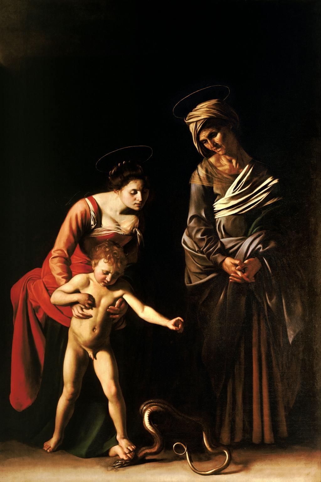 Caravaggio, Madonna and Child with St. Anne, 1605-06, Galleria Borghèse. 