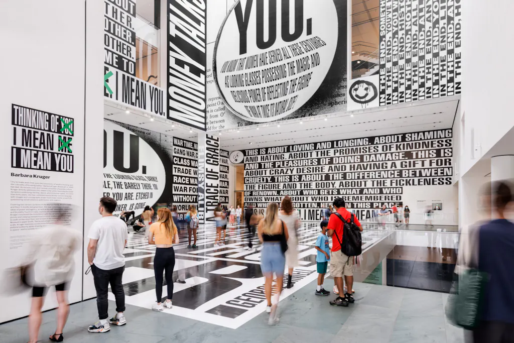 Installation view of the exhibition "Barbara Kruger: Thinking of You. I Mean Me. I Mean You" June 16, 2022–January 2, 2023. IN2497.20. Photograph by Emile Askey.