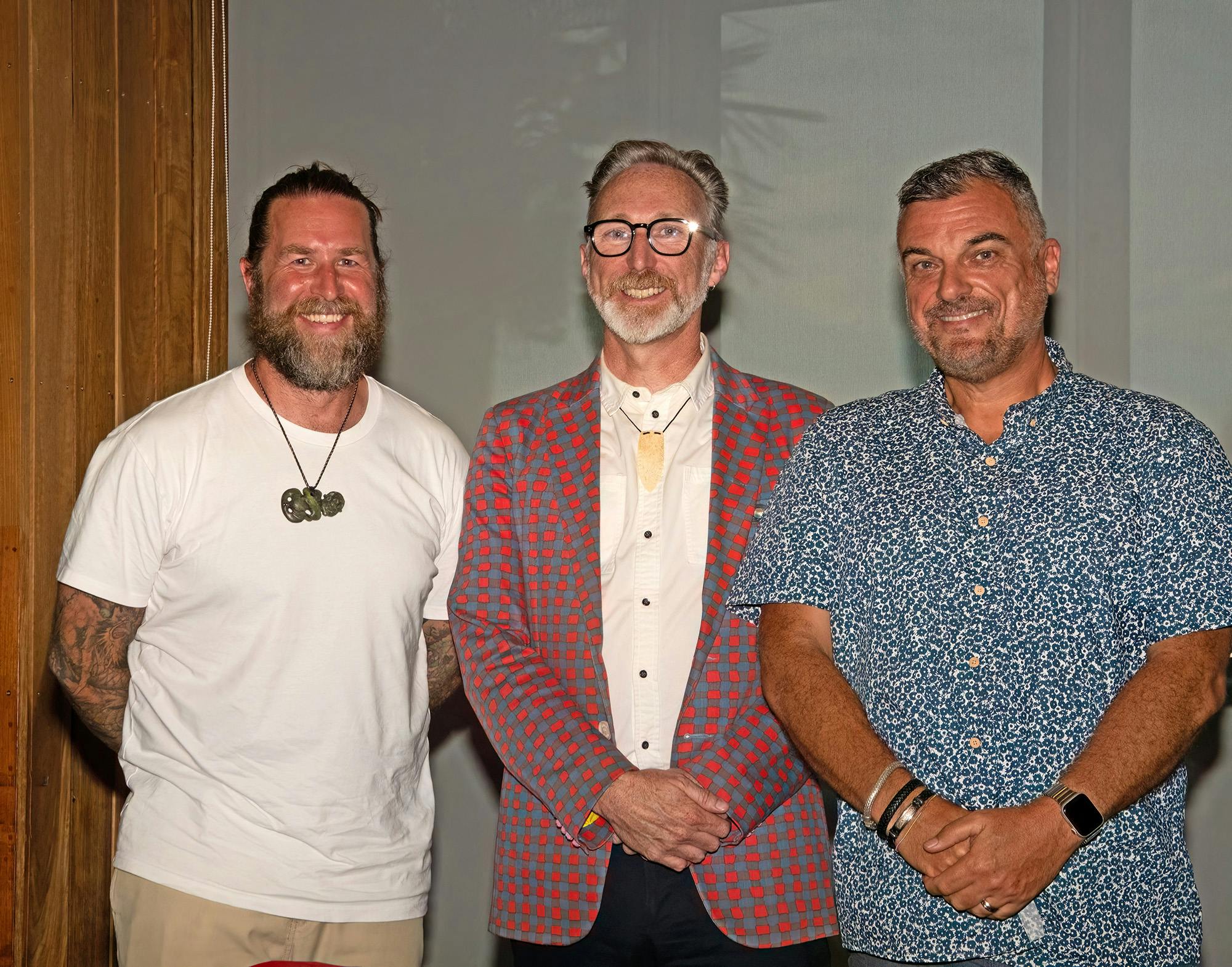 Elliot Collins, left, with Andrew Clifford and fellow category winning artist.