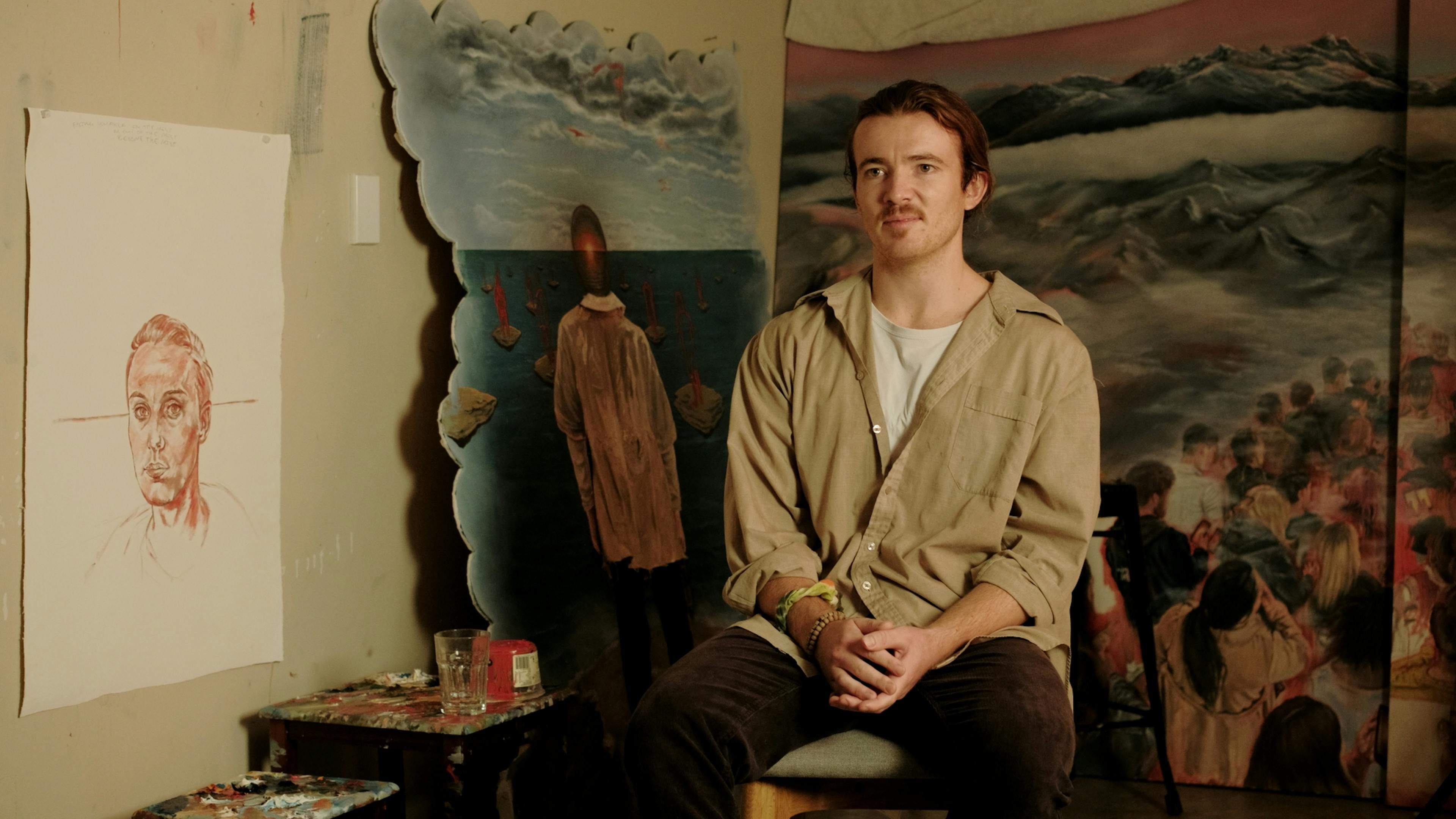 Artist Logan Moffat talks to Artfull about his painting practice. Emerging artist, Moffat is concerned with the portrait. What we see and how we absorb what we see. Social media and the falsehood of identity. The masks we all wear collide with the beauty of the natural world. Landscapes of New Zealand and China. Beaches. Mountains. All combine to create surreal, impossible imagination spaces and places.