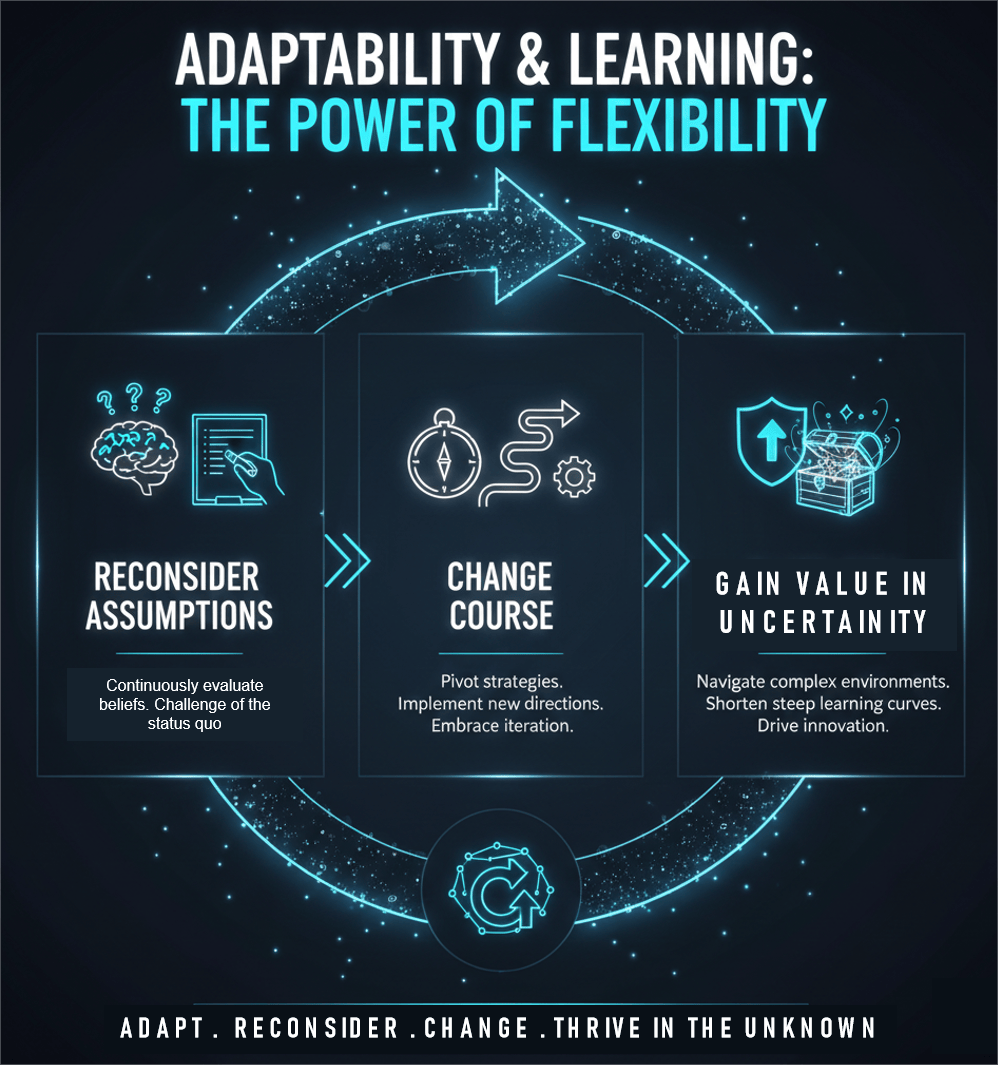 Agile businesses adapt quickly in new markets by learning, adjusting assumptions, and changing strategy.