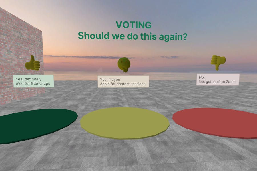 Three different platforms with corresponding text labels in different colours and shapes. Perfect tool used for remote work to gather feedback from participants.