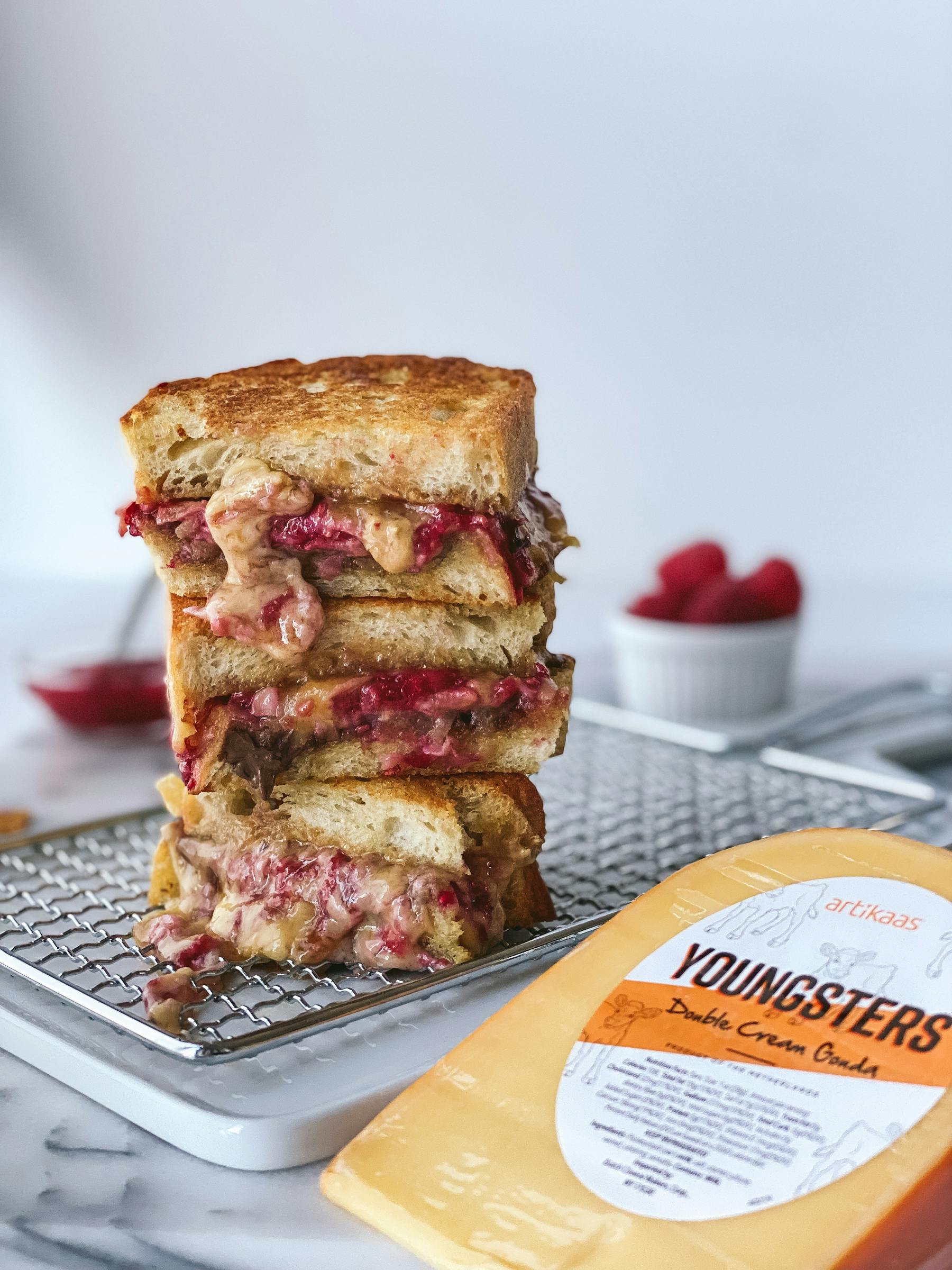 Sweet and Savory Grilled Cheese with Homemade Raspberry Spread