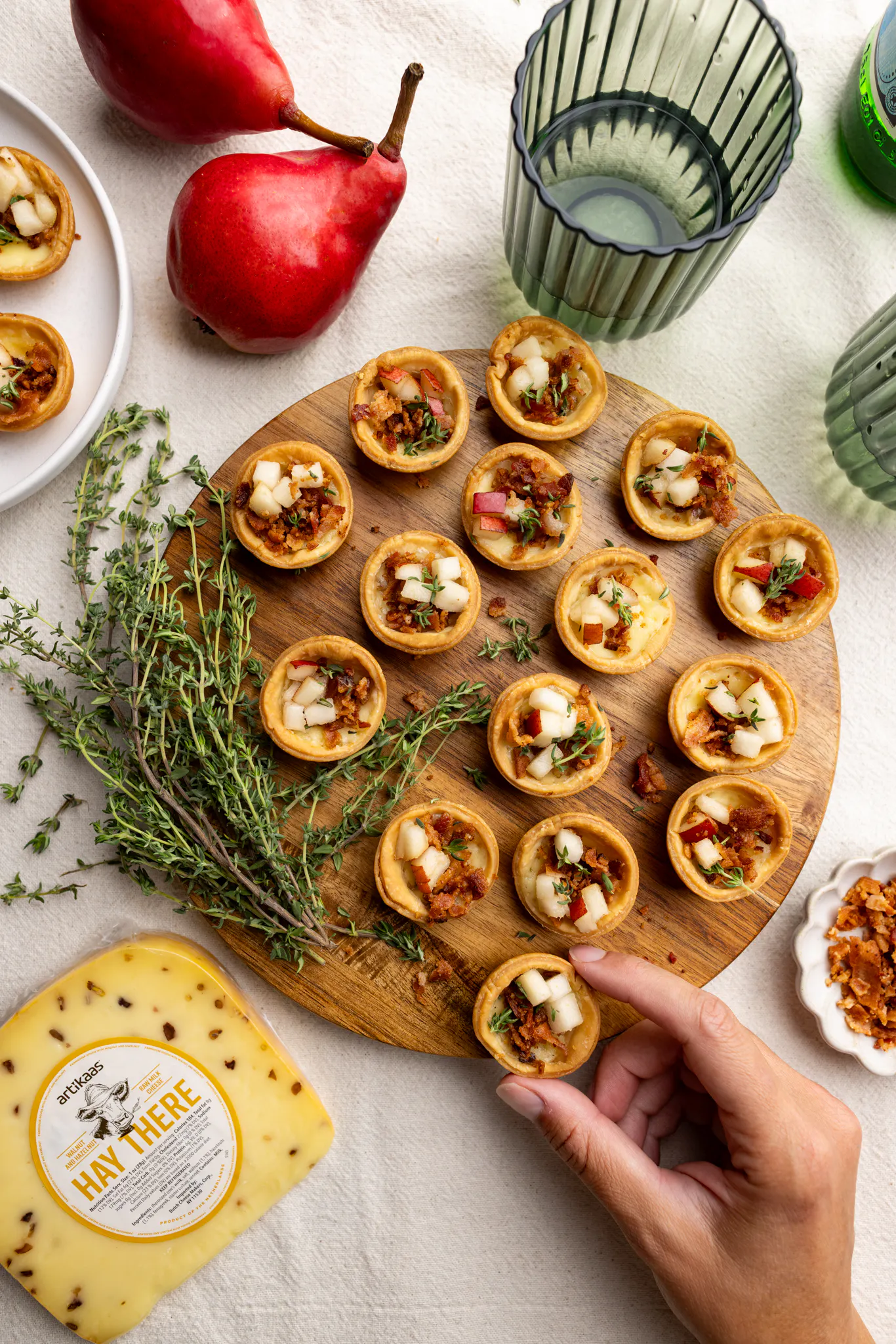 mini gouda bacon and tear tarts