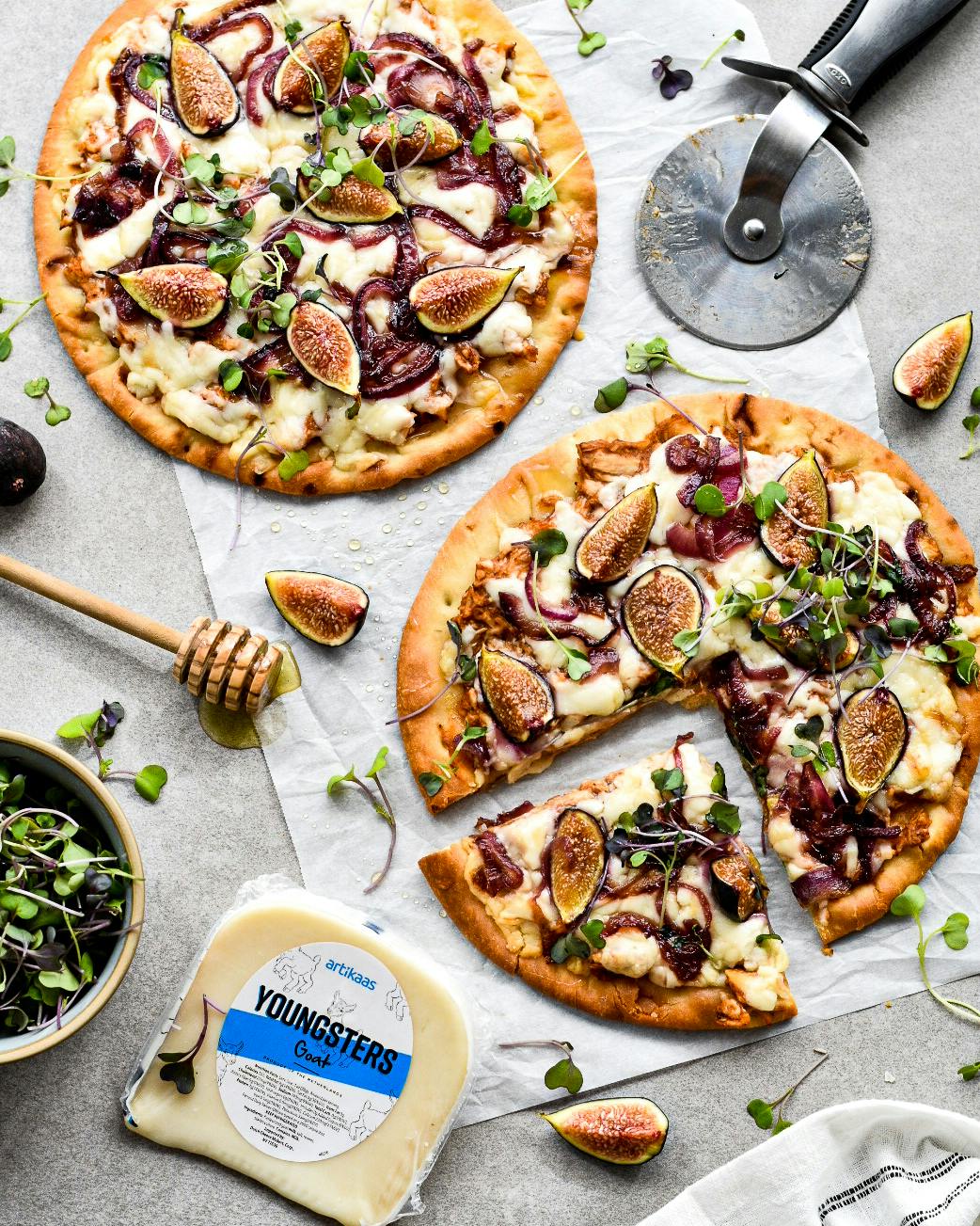 Barbecue Fig Chicken Pizza with Artikaas Goat Gouda