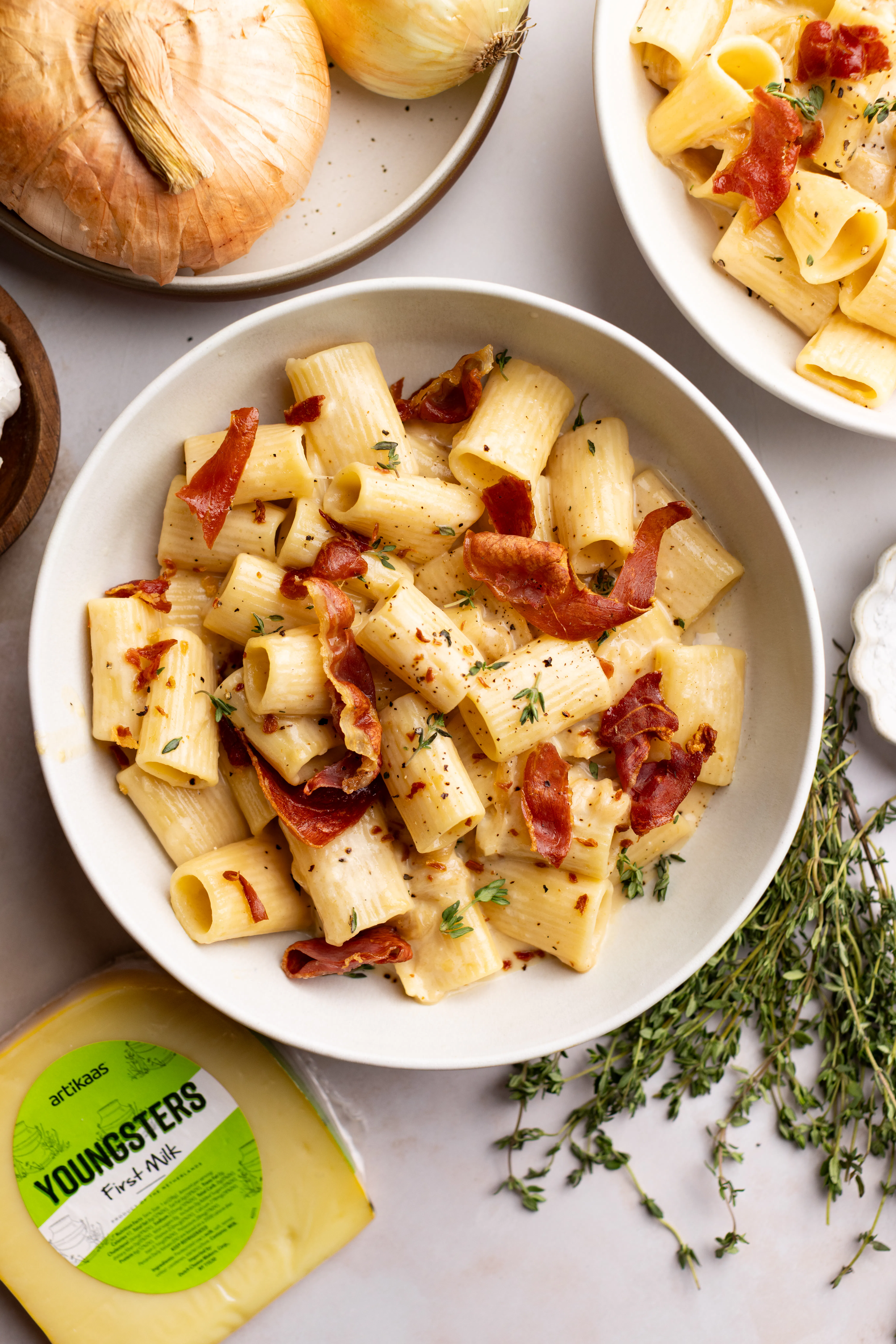 Onion Pasta with First Milk Gouda