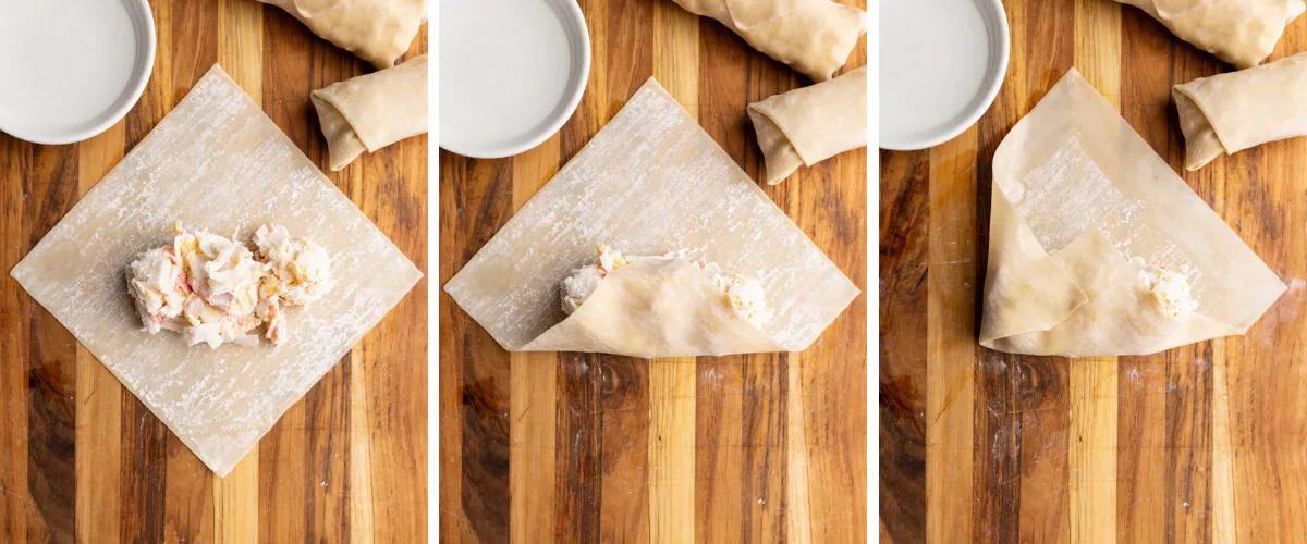 How to roll an egg roll wrapper