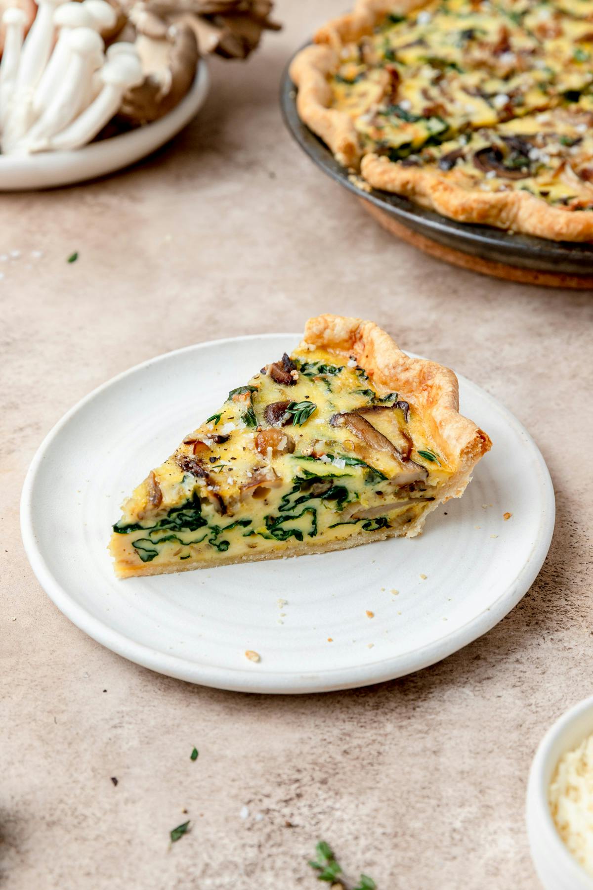 mushroom gouda and kale quiche