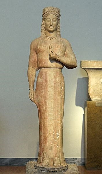 Aristion of Paros, Kore (Phrasikleia), c. 540 BCE, National Archaeological Museum, Athens.