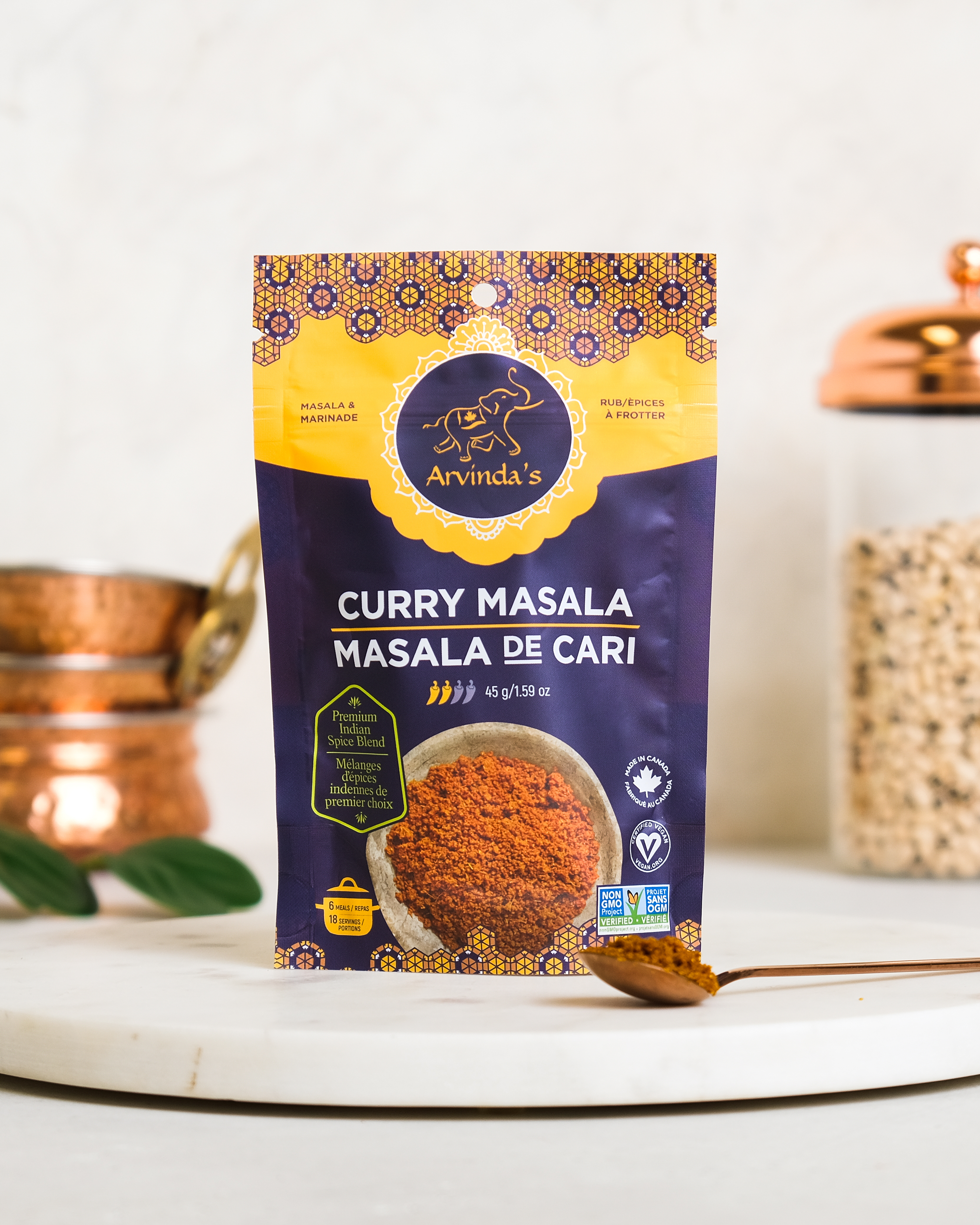 Le cari masala d'Arvinda en un sachet